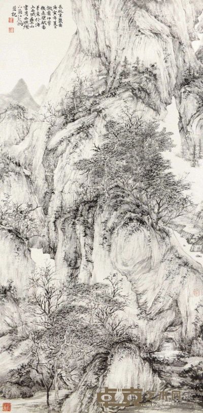 邵仄炯 庚寅（2010）年作 长林重岩 镜框 136×68cm