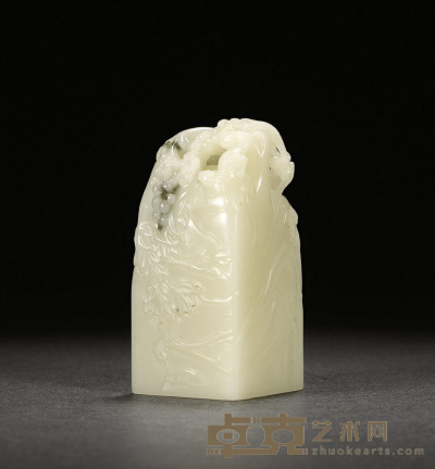 寿山芙蓉石葡萄钮方章 3.4×3.4×7.3cm
