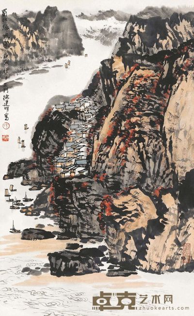 徐建明 蜀江归帆图 立轴 69.5×43cm