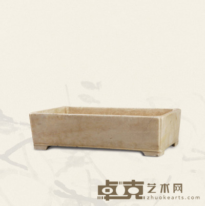 清·汉白玉长方形石盆 38.5×22.5×10cm