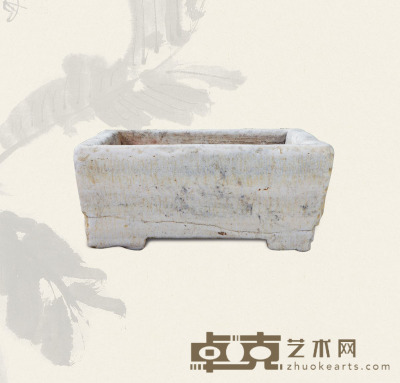 清·白石方形石盆 56×56×24cm