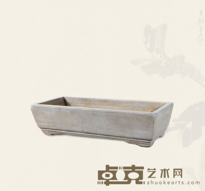 清·白石长方形石盆 106×50×27cm