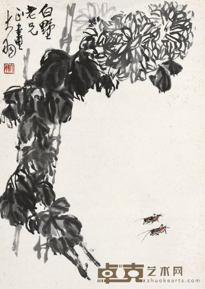 陈大羽 秋菊蟋蟀图 61×42.5cm