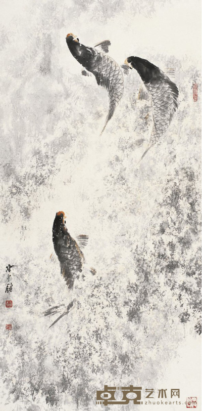 陈永锵  鱼跃龙门图 137×68.5cm
