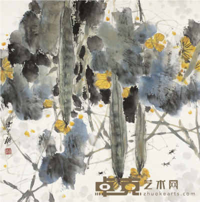 陈永锵  瓜熟鱼乐图 68.5×67.5cm
