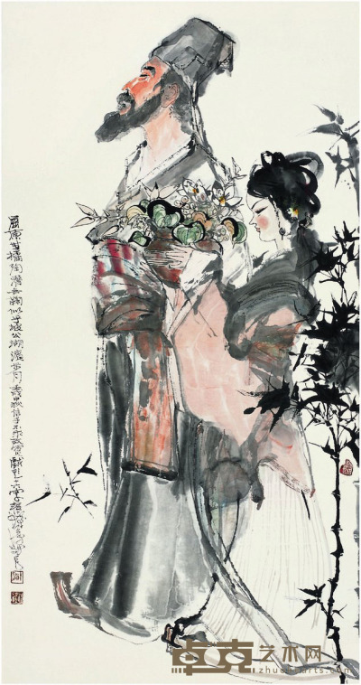 程十髪  坡公仕女图 138×69cm