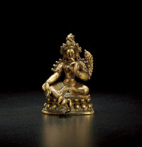 清乾隆·铜鎏金随身绿度母像