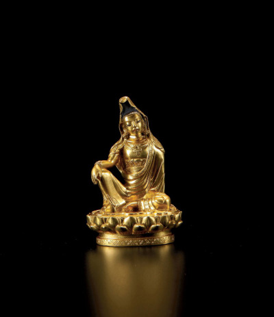 清乾隆·铜鎏金自在观音像
