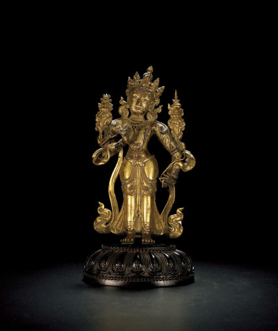 清乾隆·铜鎏金弥勒菩萨立像