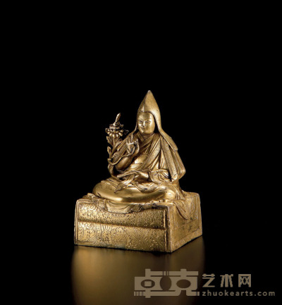 清早期·铜鎏金七世达赖喇嘛像 高：15.3cm