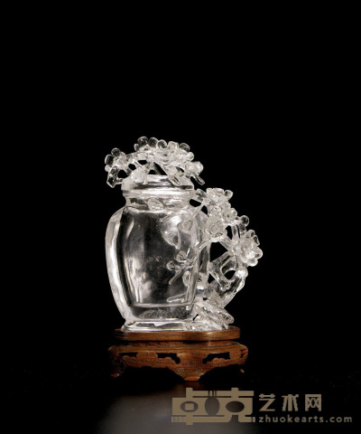 清·水晶雕梅花瓶 高：11.8cm