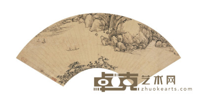 张苍宗 松壑泛舟图 19.5×57cm