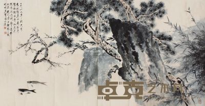 唐云 谢稚柳 等 三友图 镜片 126×246cm