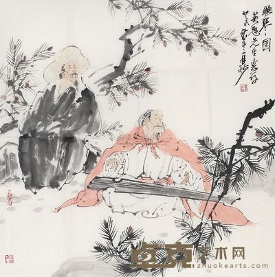 苗再新 2003年作 听琴图 片 69×68cm