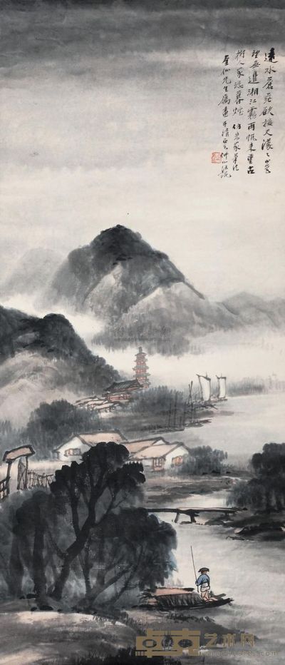 汪琨 山水 立轴 88×38cm