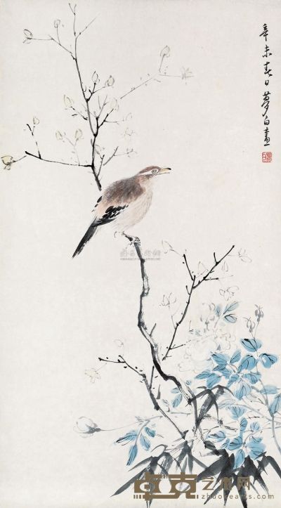 王梦白 辛未（1931年）作 花鸟 立轴 77×43cm