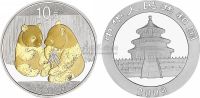 2009年1盎司熊猫镀金银币一枚