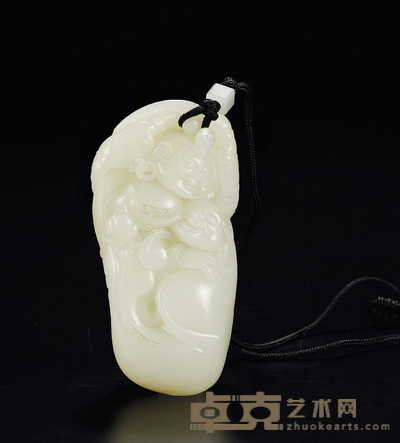 王 平 和合二仙 白玉把件 98×52×25mm