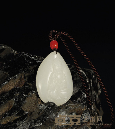 赵 琦 如意观音 白玉挂件 40×30×15 mm