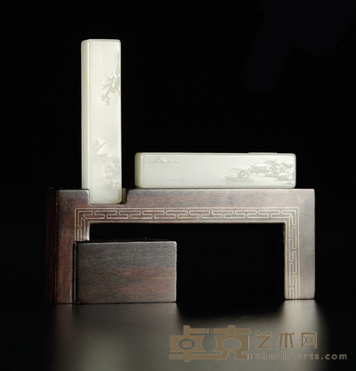 陈冠军 清川幽亭 白玉镇一对 74×15×12mm×2