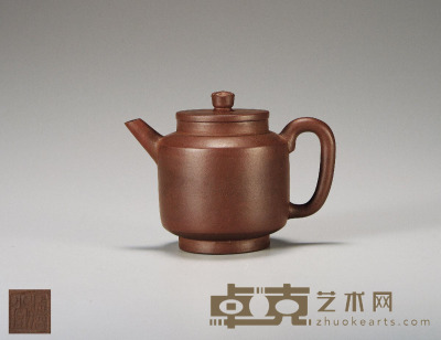 清·清德堂款紫泥直筒壶 13.5×10.5 cm
