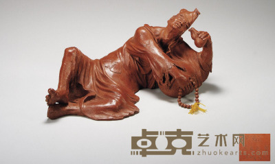 当代·储立之制紫泥醉济公雕像 31×15.8 cm