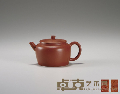 清·世德堂款朱泥平盖壶 11.3×6.5 cm