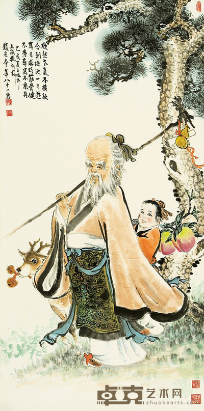 赵宏本 老寿星 136×67cm