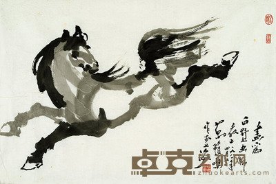 万籁鸣 奔马 46×68cm