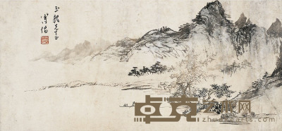 溥 儒  春山泛舟图 30.5×65cm