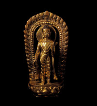 清·铜鎏金仿印度弥勒佛立像
