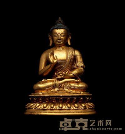 清乾隆·铜鎏金释迦牟尼像 高：17.7cm