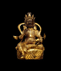 清·铜鎏金黄财神像