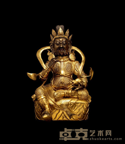 清·铜鎏金黄财神像 高：16.4cm