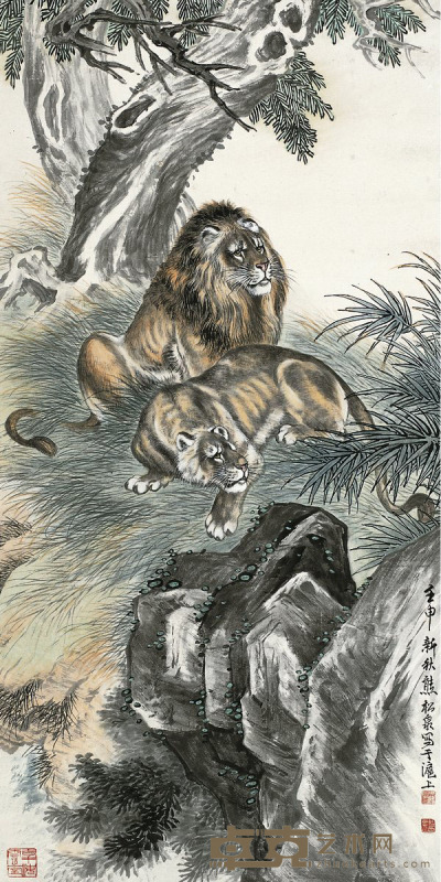 熊松泉   雄狮图 135×67cm