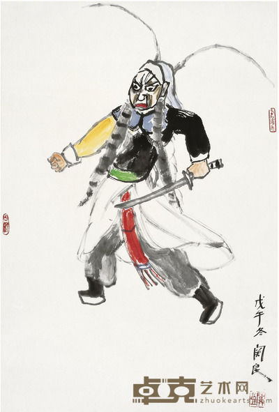 关 良 戏剧人物 68×45.5cm