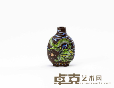 加彩海水云龙纹鼻烟壶 宽:4.5厘米 高:6.5厘米