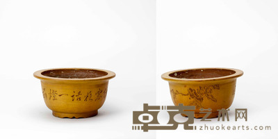 花卉诗文圆盆 直径:27厘米 高:14厘米