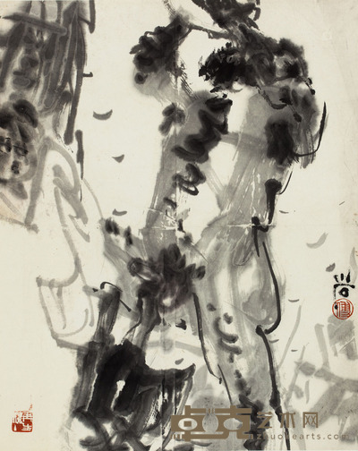 傅小石 春宫水墨 41.5×33cm