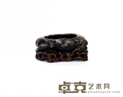 宋牧仲款青田石雕灵芝水盂 长7.7厘米    宽5.5厘米   高3.5厘米
