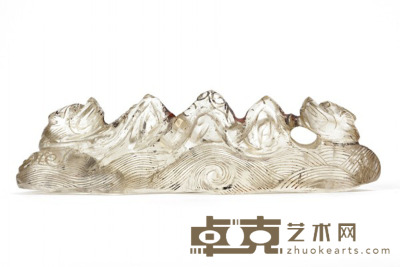水晶雕海水龙纹笔架 长15.5厘米   高5厘米