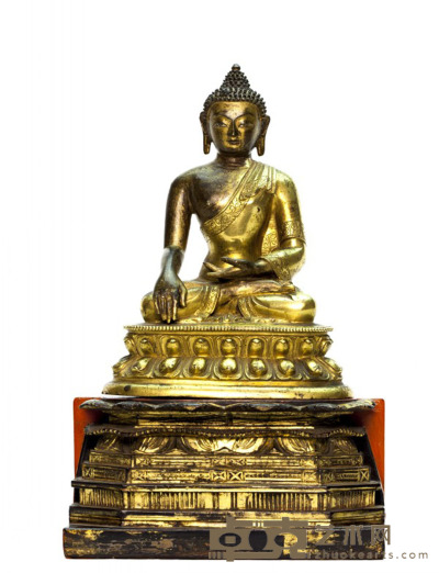 铜鎏金释迦牟尼佛 高16.5厘米（像高）23.6厘米（带座）