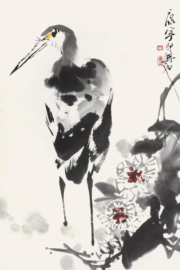 康宁 花鸟 镜心