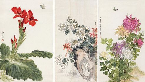 徐聪佑 花卉 （三帧） 镜心