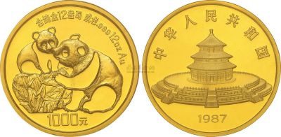1987年12盎司熊猫精制金币