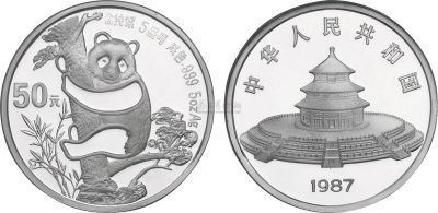1987年5盎司熊猫精制银币