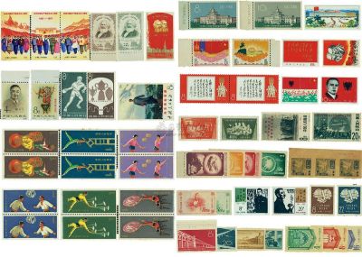 民国、解放区、新中国邮票新票一组共8个贴片约330枚