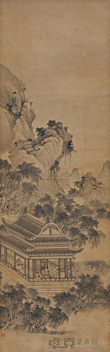 金城 亭台雅聚 立轴 115.8×36.2cm