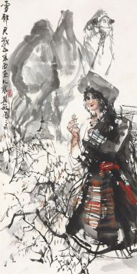 华其敏 1981年作 藏族少女 立轴