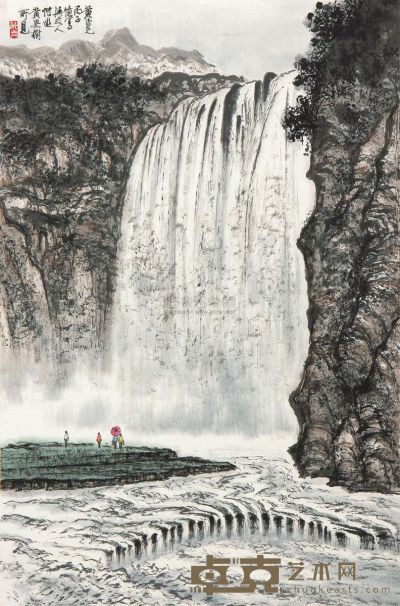 黄纯尧 1996年作 黄果树瀑布 立轴 69×45.6cm